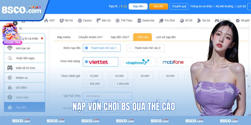 Vài chút nạp tiền qua thẻ cào